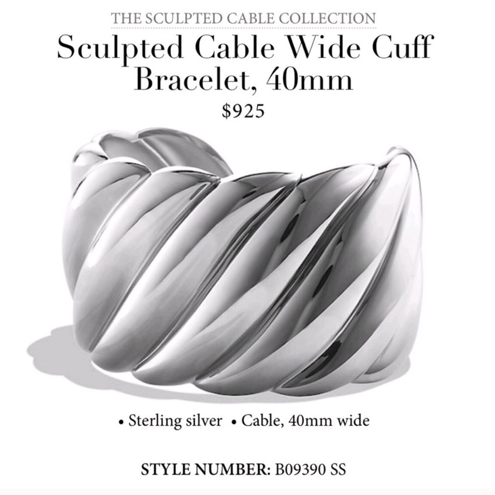 David Yurman Wide Sculpted Cable Cuff Bracelet - Picture 8 of 8
